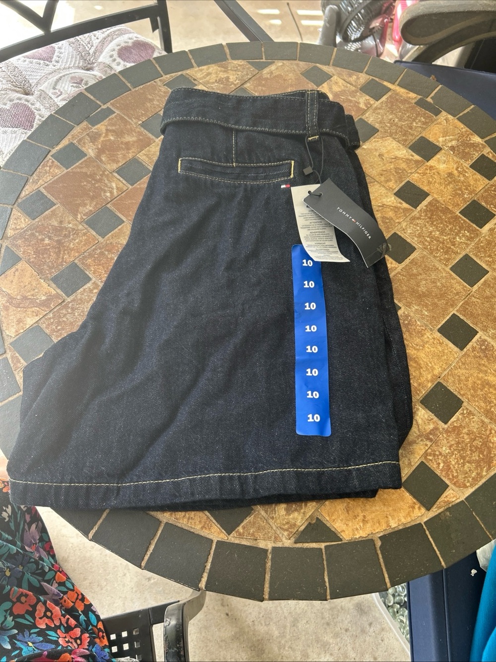Tommy Hilfiger Women’s Indigo belted Denim Shorts Jeans - Blue